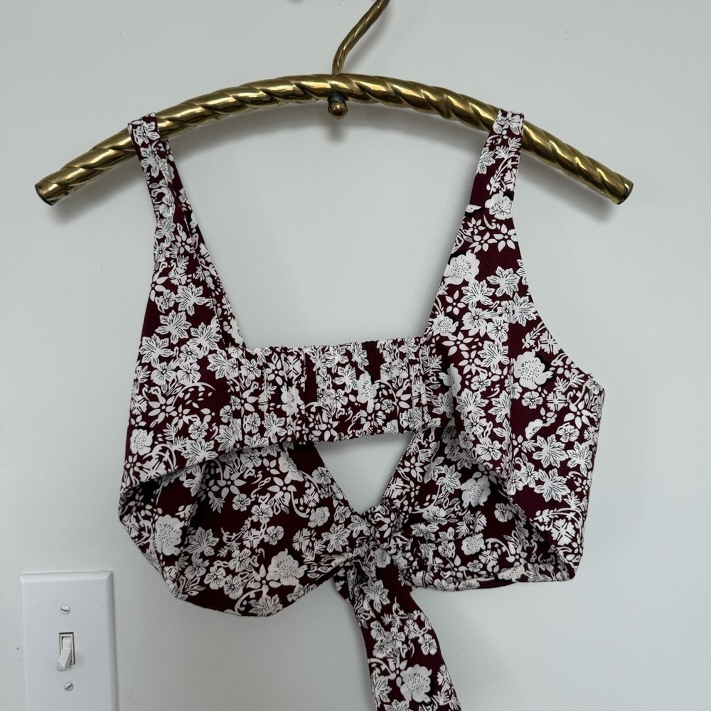 Zara  floral tie up bralette/crop top S - Picture 4 of 5